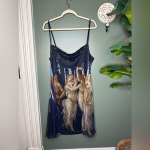 Figure Painting Lettuce Trim Mesh Cider Cami Dress